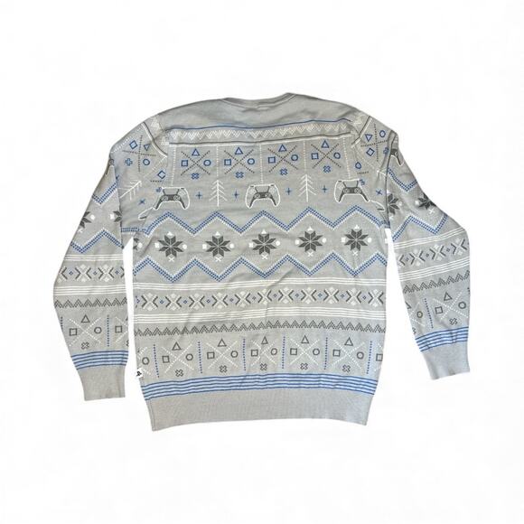 PlayStation Unisex Ugly Christmas Sweater in Gray and Blue Size 2x - Picture 4 of 8
